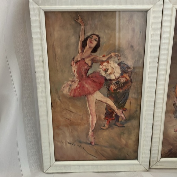 Vintage Rare MCM Pal Fried Ballerina & Musical Clowns Original Frame Prints Pair - Picture 2 of 12